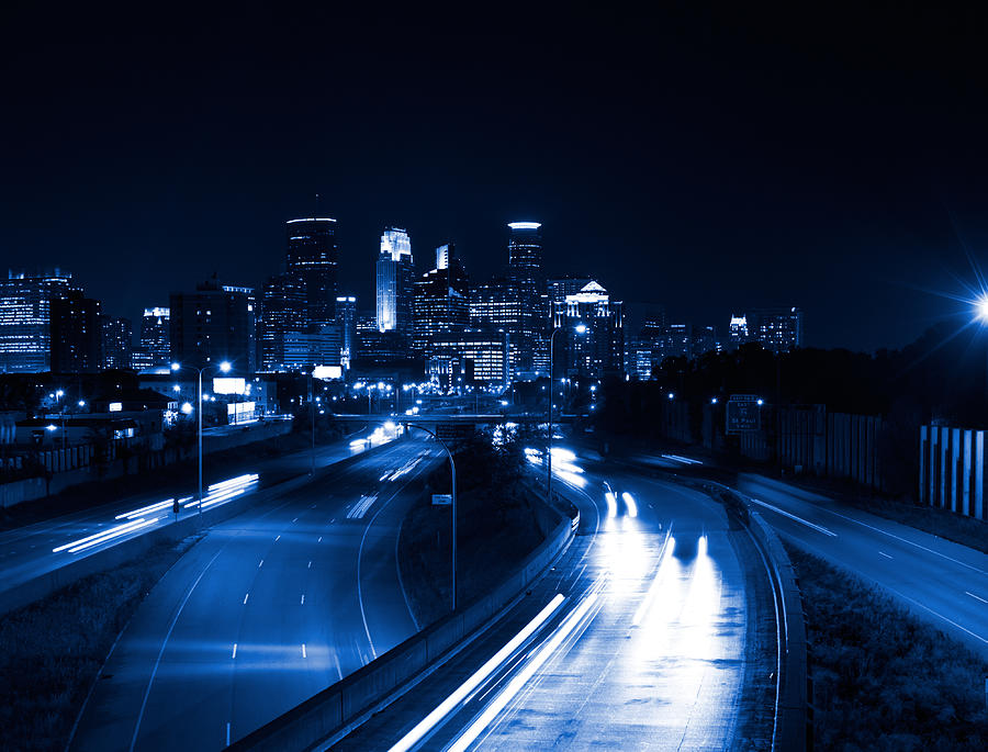 Minneapolis Skyline at night Photograph by Kubrak78