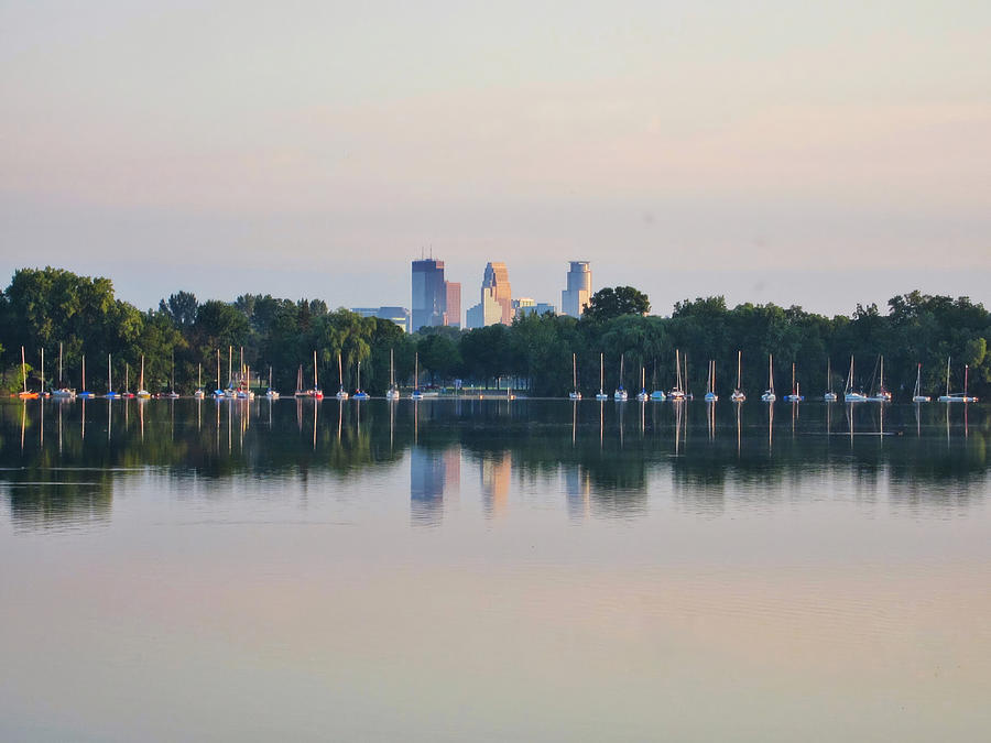 Minneapolis Skyline from Lake Nokomis Photograph by Robert Burmaster