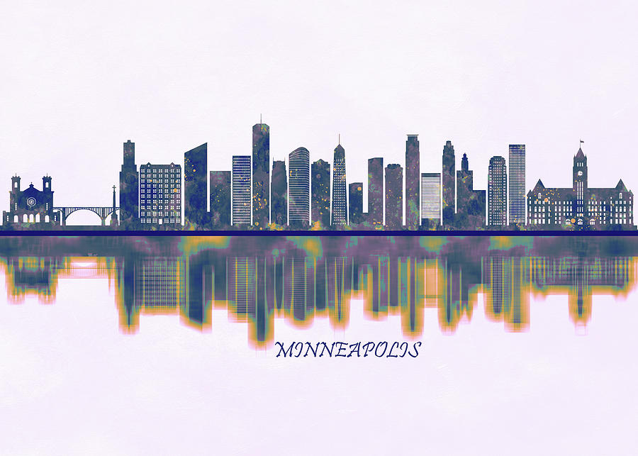 Minneapolis Skyline Painting by NextWay Art - Fine Art America