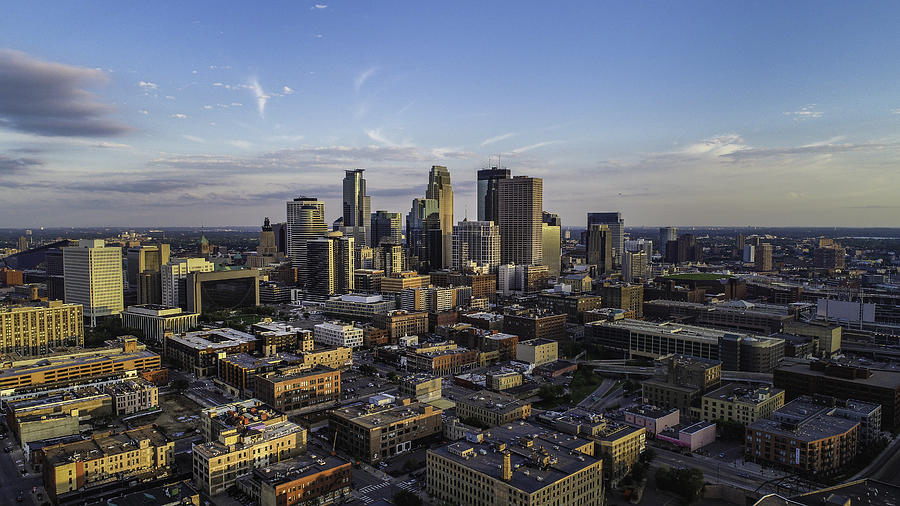 Minneapolis - Sunset Cityscape During Summer Photograph by Aerial_Views