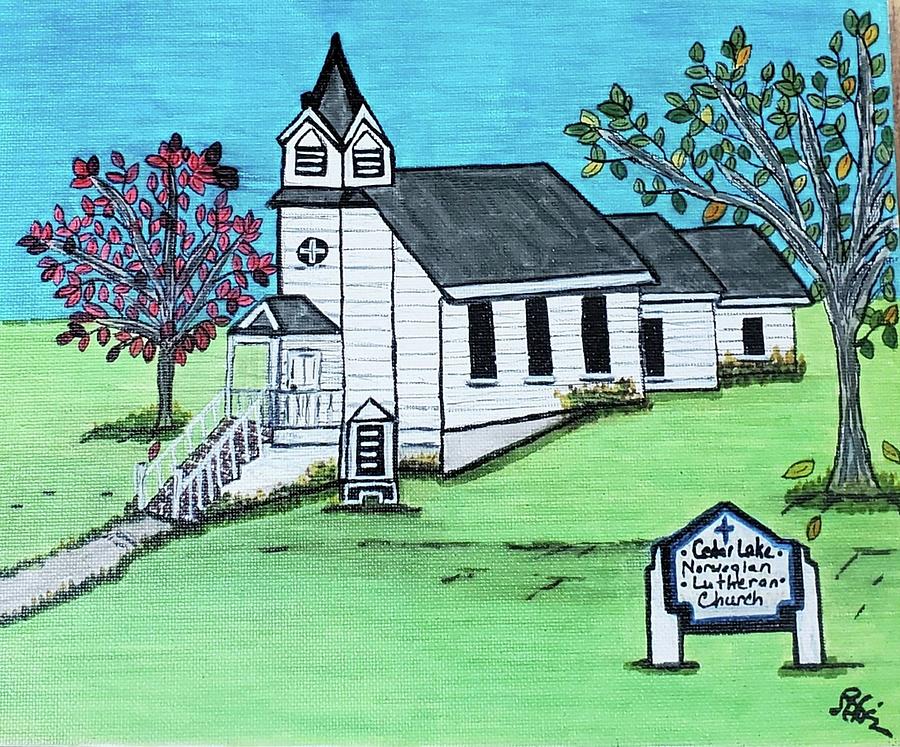 Landscape Painting - Minnesota church by Robin McCrackin