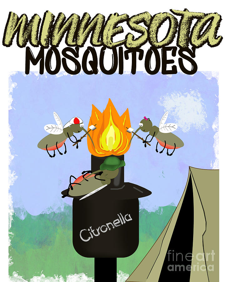 Minnesota Mosquitoes Cartoon - Camping by Tiki Torch Photograph by Colleen Cornelius