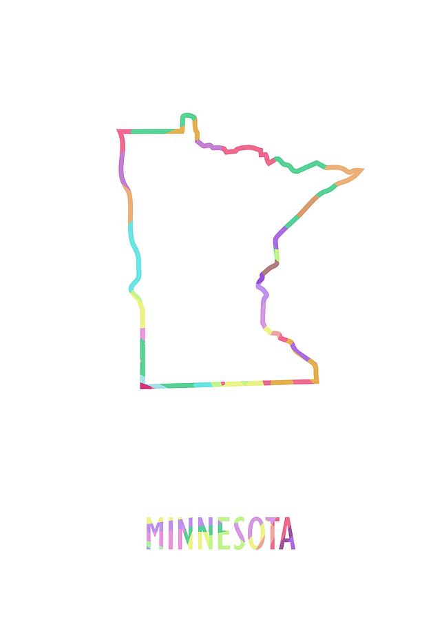 Minnesota Pop Art Map White BG Digital Art by Ahmad Nusyirwan - Fine ...