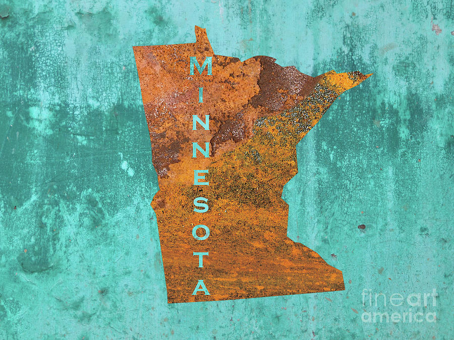 Minneapolis Mixed Media - Minnesota Rust on Teal by Elisabeth Lucas