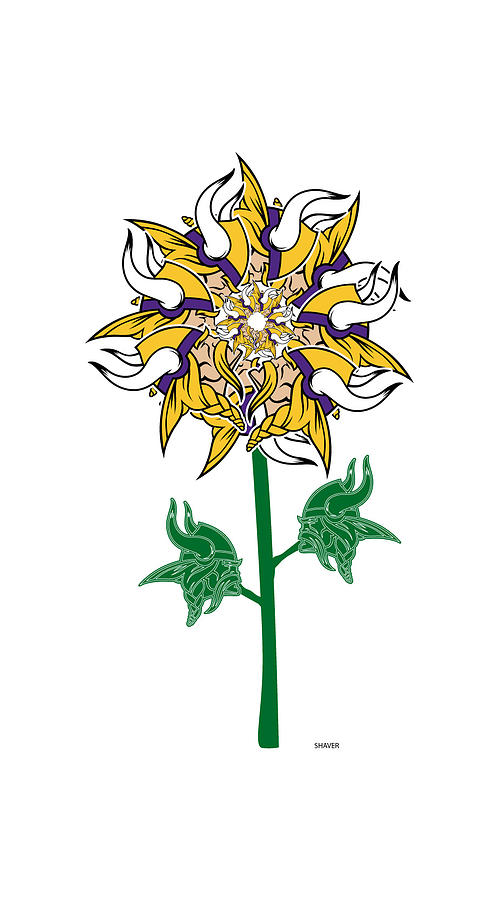 Minnesota Vikings - NFL Football Team Logo Flower Art Digital Art by Steven Shaver