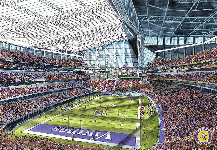 Minnesota Vikings, US Bank Stadium Painting by John Stoeckley - Fine Art  America