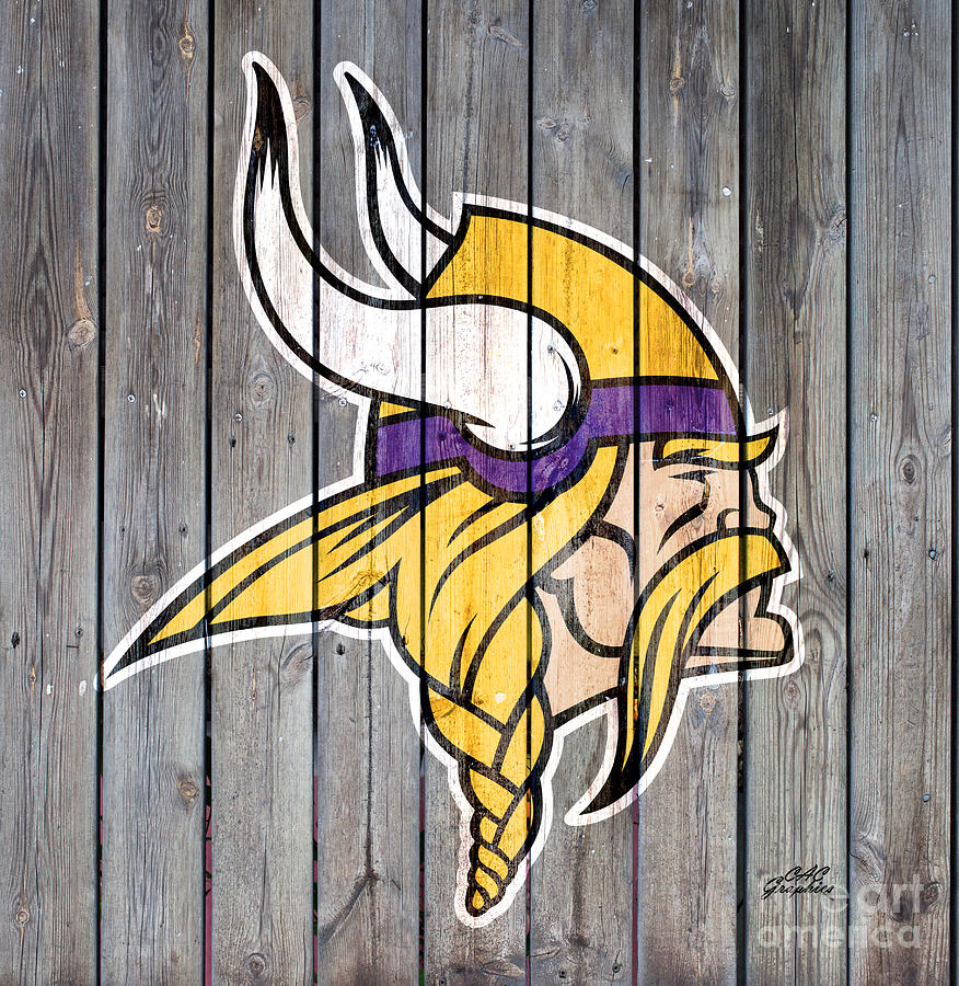 Minnesota Vikings Wood Art Digital Art by CAC Graphics