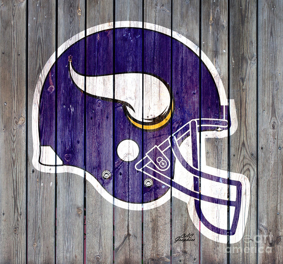 Minnesota Vikings Wood Helmet Digital Art by CAC Graphics