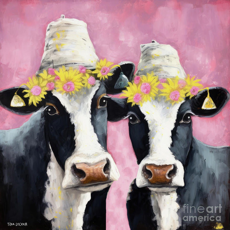 Dairy Cows Painting - Minnie And Mabel by Tina LeCour