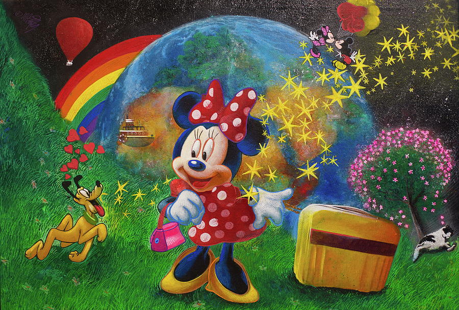 Minnie Mouse and Pluto Painting by Michael Andrew Law Cheuk Yui
