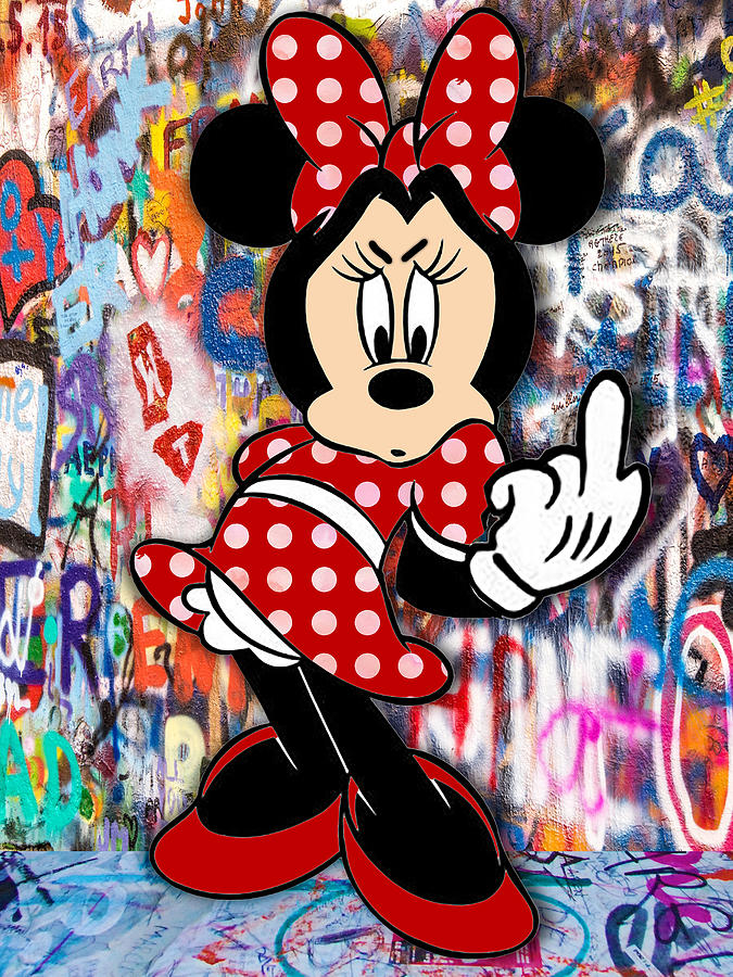 Minnie Mouse Finger Pop Art Graffiti 2 Painting by Tony Rubino