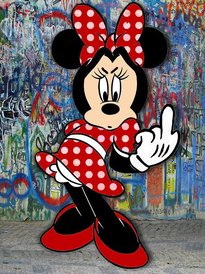 Minnie Mouse Finger Pop Art Graffiti 3 Painting by Tony Rubino
