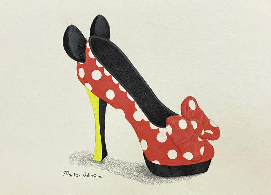 Minnie Mouse Shoe Drawing by Martin Valeriano
