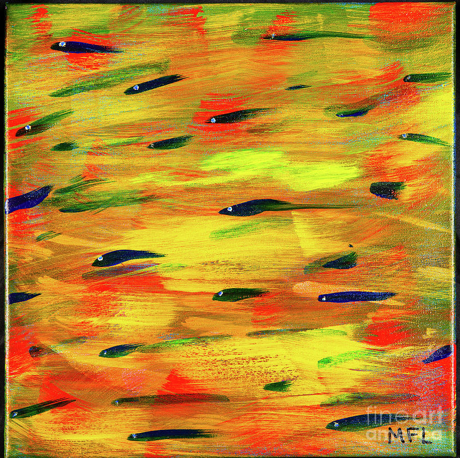 Minnows In The Pond - Colorful Abstract Contemporary Acrylic Painting Digital Art by Sambel Pedes