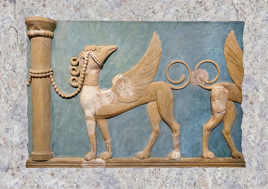 Minoan  fresco of Griffins - Knossos. 1600-1450 BC - Heraklion Archaeological Museum Photograph by Paul E Williams