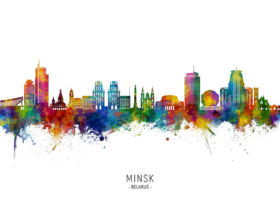 Minsk Belarus Skyline #74 Digital Art by Michael Tompsett