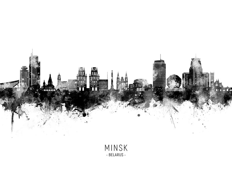 Minsk Belarus Skyline #75 Digital Art by Michael Tompsett