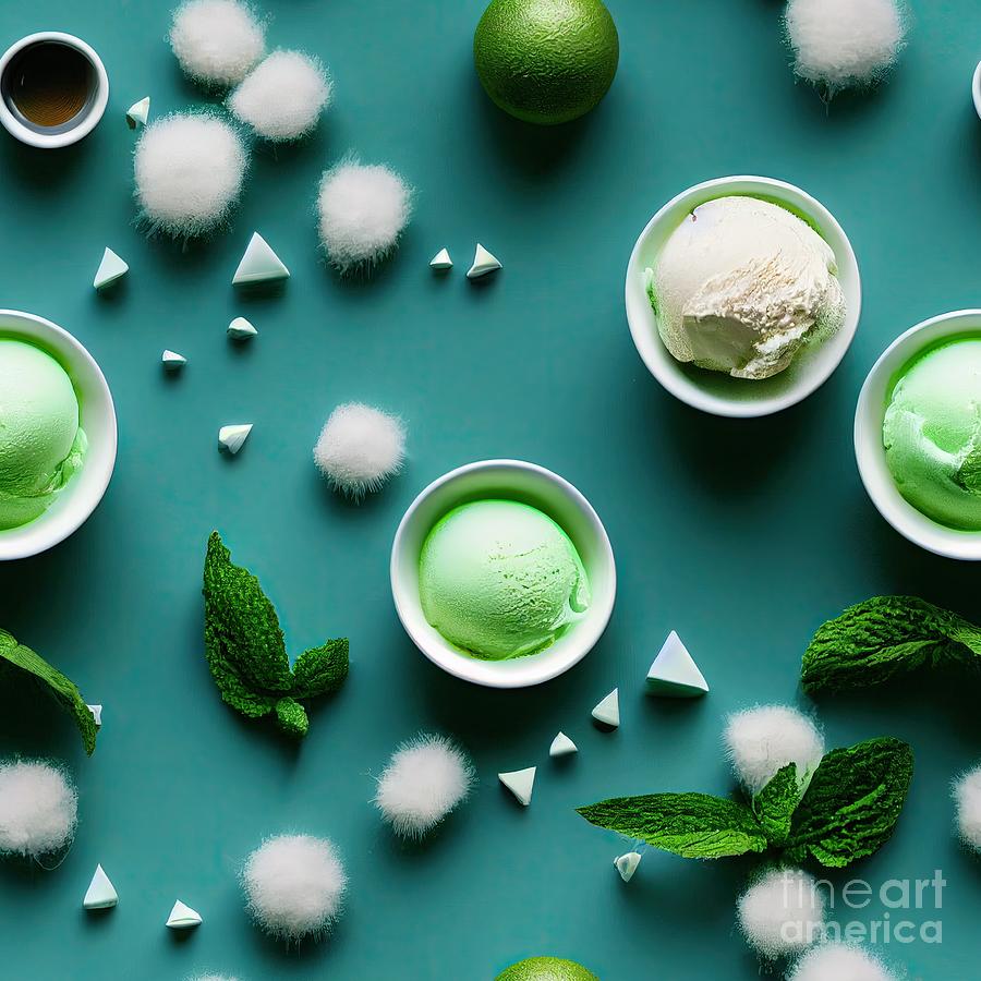 Mint Ice Cream On Seamless Texture Tile Digital Art by Benny Marty