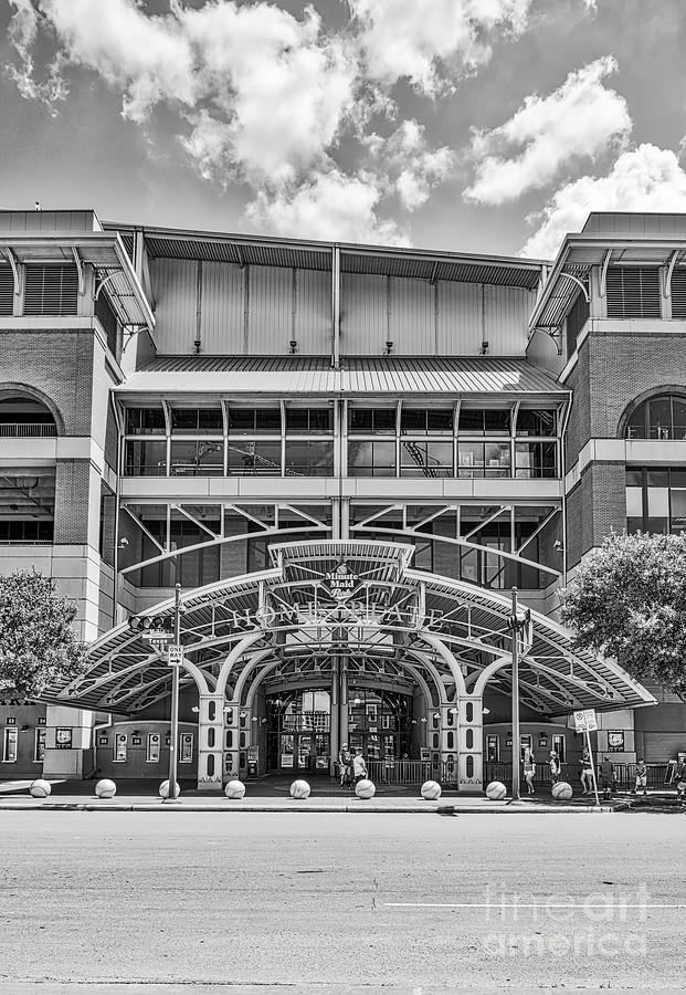 Houston Photograph - Minute Maid Park Houston BW by Bee Creek Photography - Tod and Cynthia