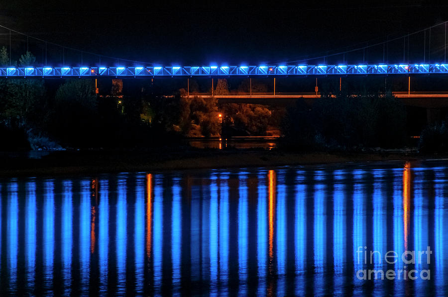 Mirabeau Bridge at Night Photograph by Bob Phillips