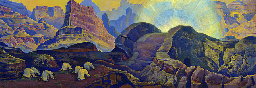 Nicholas Roerich Painting - Miracle, Messiah appearance, 1923 by Nicholas Roerich