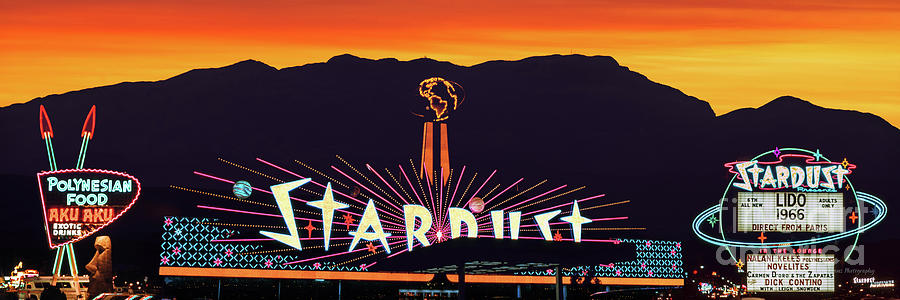 Mirage of the Legendary Stardust Casino at Sunset 3 to 1 Ratio Photograph by Aloha Art