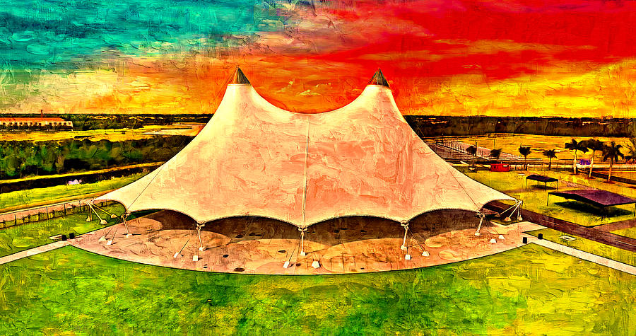 Miramar Regional Park Amphitheater at sunset - oil painting Digital Art by Nicko Prints