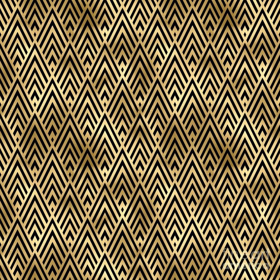Mirkavane - Gold Black Art Deco Seamless Pattern Digital Art by Sambel Pedes