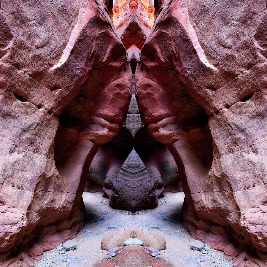 Mirror Image SQ Format Peek A Boo Canyon Kanab Utah 01 Photograph by Thomas Woolworth