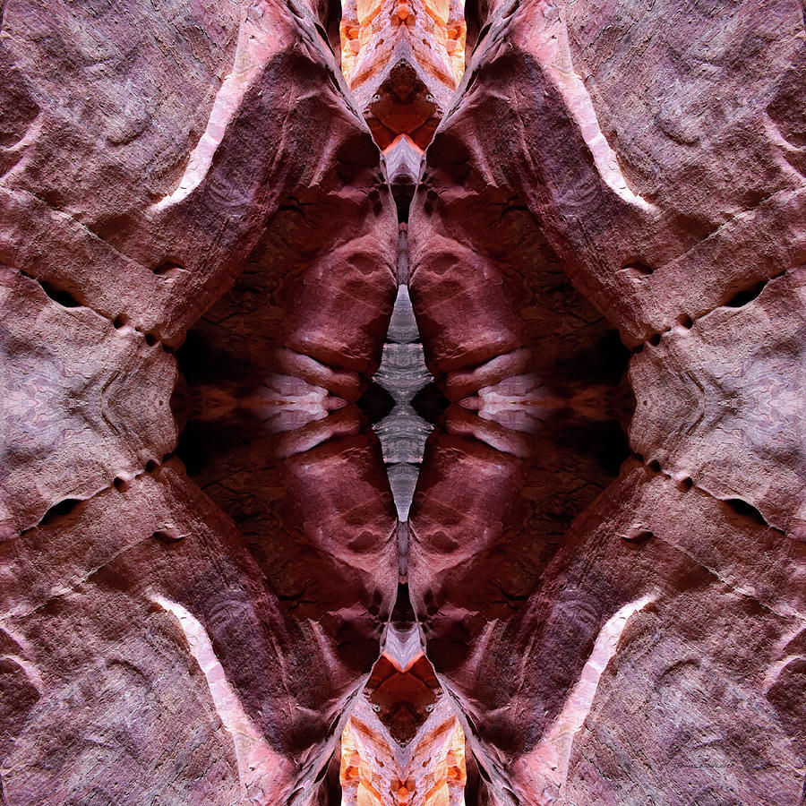 Space Photograph - Mirror Image SQ Format Peek A Boo Canyon Kanab Utah 04 by Thomas Woolworth