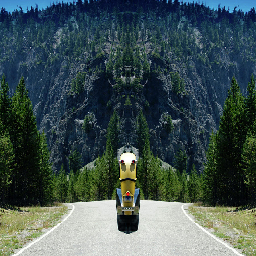 Yellowstone National Park Photograph - Mirror Image SQ Format Touring Bus Yellowstone National Park by Thomas Woolworth