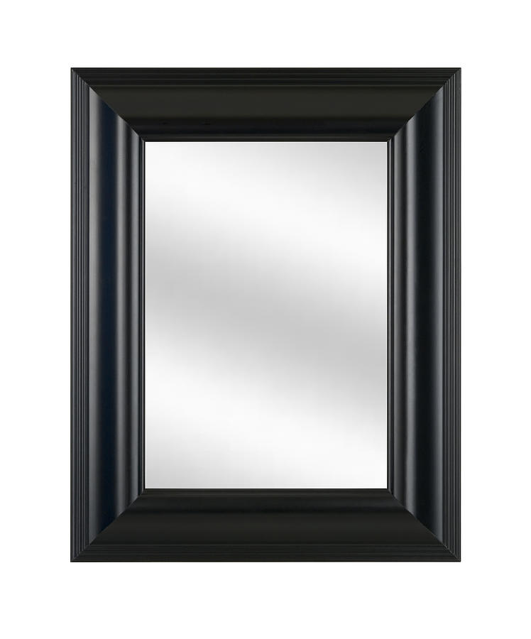 Mirror in Black Picture Frame, Modern Style Decor, White Isolated Photograph by Catnap72