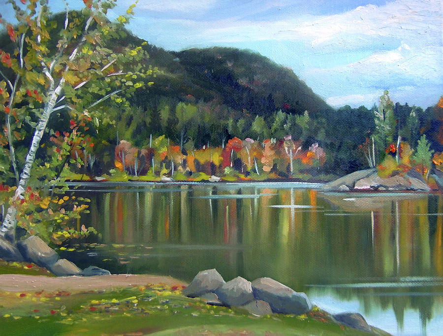 Mirror Lake in Woodstock New Hampshire Painting by Nancy Griswold