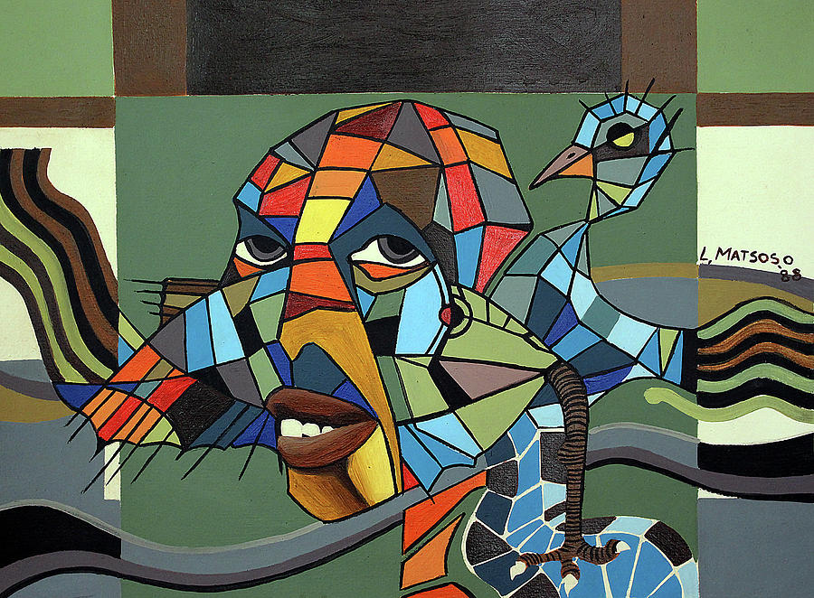 Mirror Man Painting by Leonard Matsoso 1949-2010