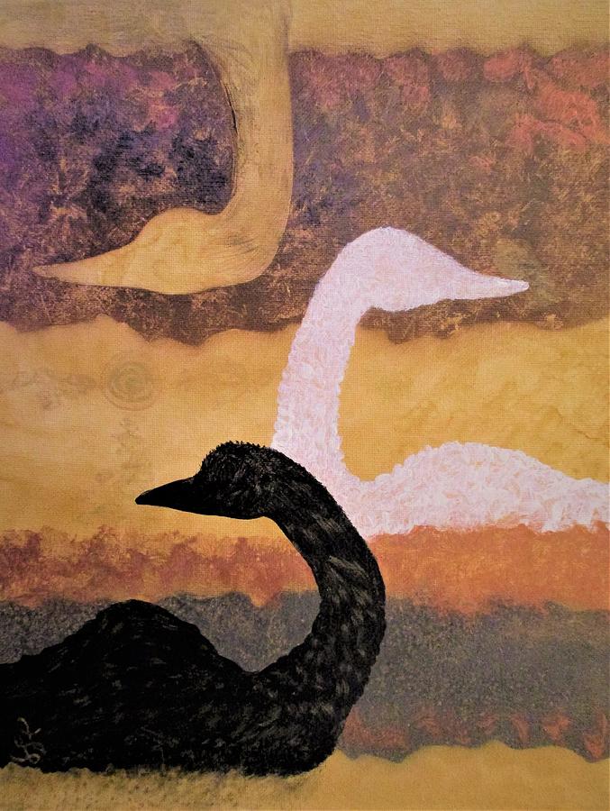 Geese Mirror Silhouette Painting by Lynn Raizel Lane