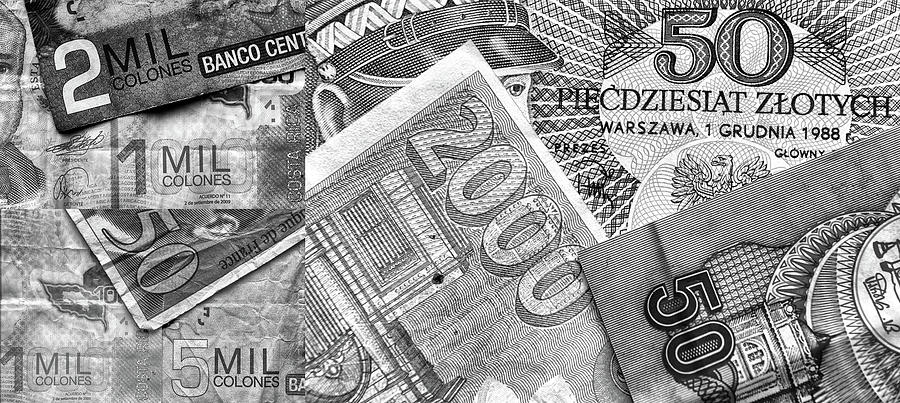 Miscellaneous Money BW 081423 Photograph by Mary Bedy
