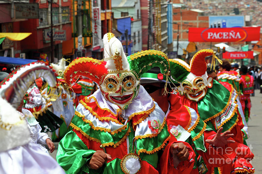 Mischievous pepinos at La Paz Carnival Bolivia Photograph by James Brunker