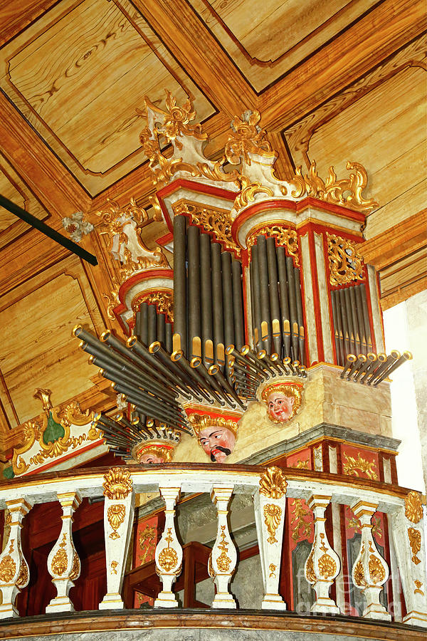 Misericordia church organ Caminha Portugal Photograph by James Brunker