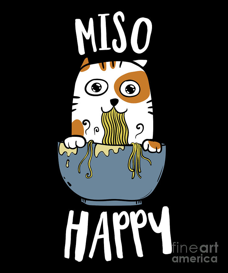 Miso Happy T-Shirt Japanese Cat Lover Pun Tee Gift Miso Happy T-Shirt Japanese Cat Lover Pun Tee Gift