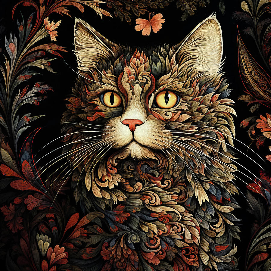 Miss Kitty in Autumn Digital Art by Peggy Collins