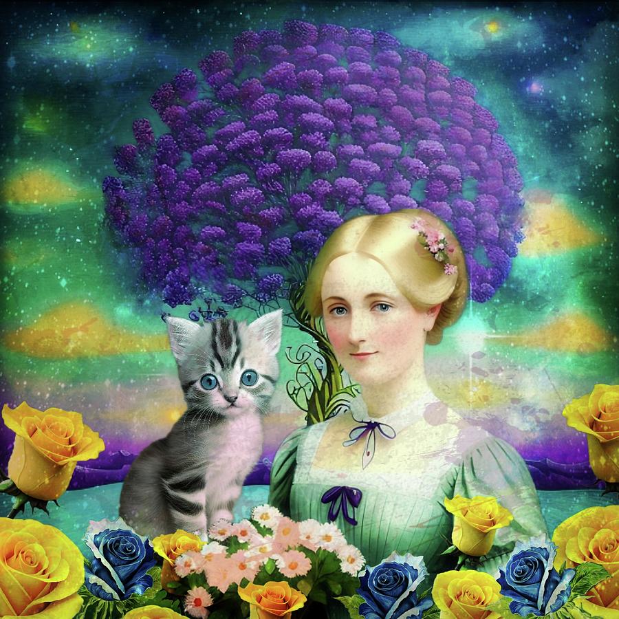 Flower Digital Art - Miss Kittys Garden  by Ally White