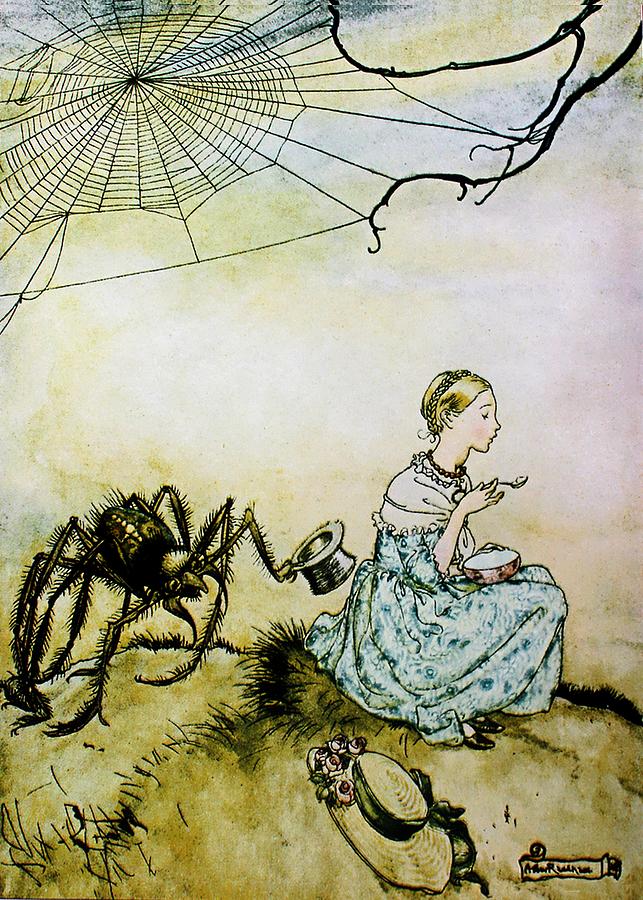 Miss Muffet and Spider Digital Art by Patricia Keith