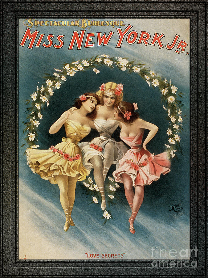 Miss New York Jr. Spectacular Burlesque Love Secrets Vintage Art Poster Painting by Rolando Burbon