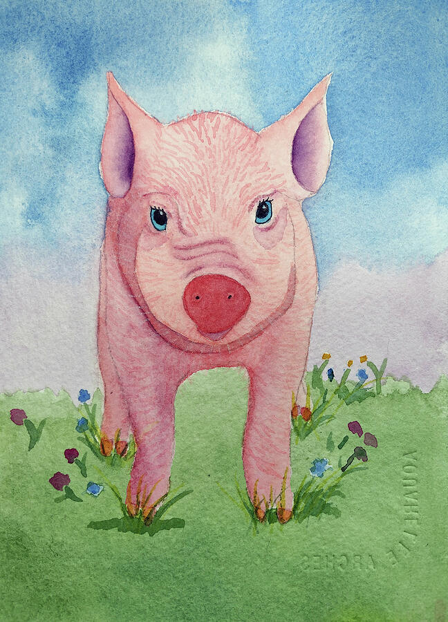 Miss Piggi Painting by Mishelle Tourtillott