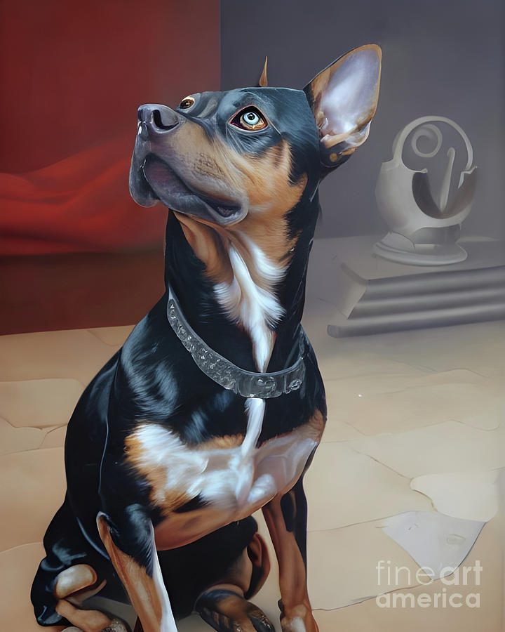 Miss V -  Manchester Terrier Digital Art by Mary Machare