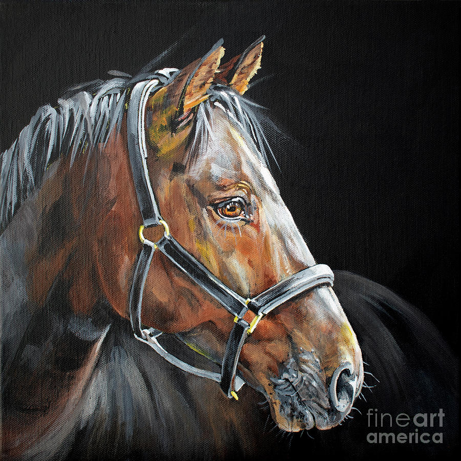 Missing You - Horse Painting Painting by Annie Troe