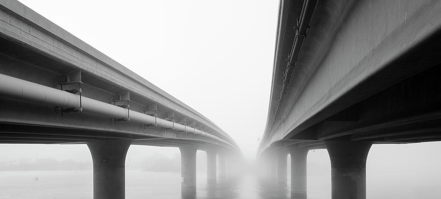 San Diego Photograph - Mission Bay Bridge in Fog by William Dunigan