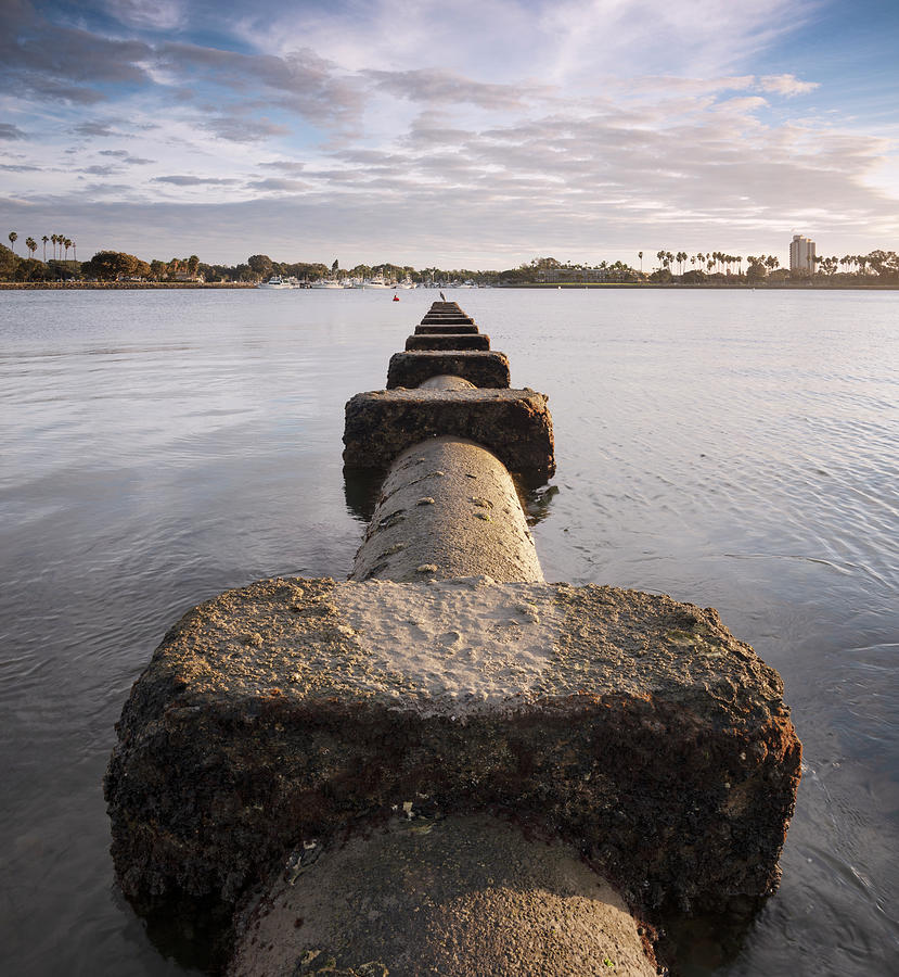 San Diego Photograph - Mission Bay Drainage Pipe at Sunset by William Dunigan