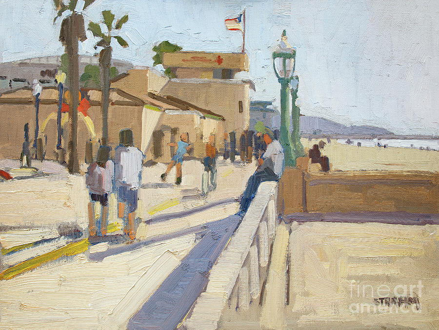 Mission Beach Lifeguard Tower - San Diego, California Painting by Paul Strahm