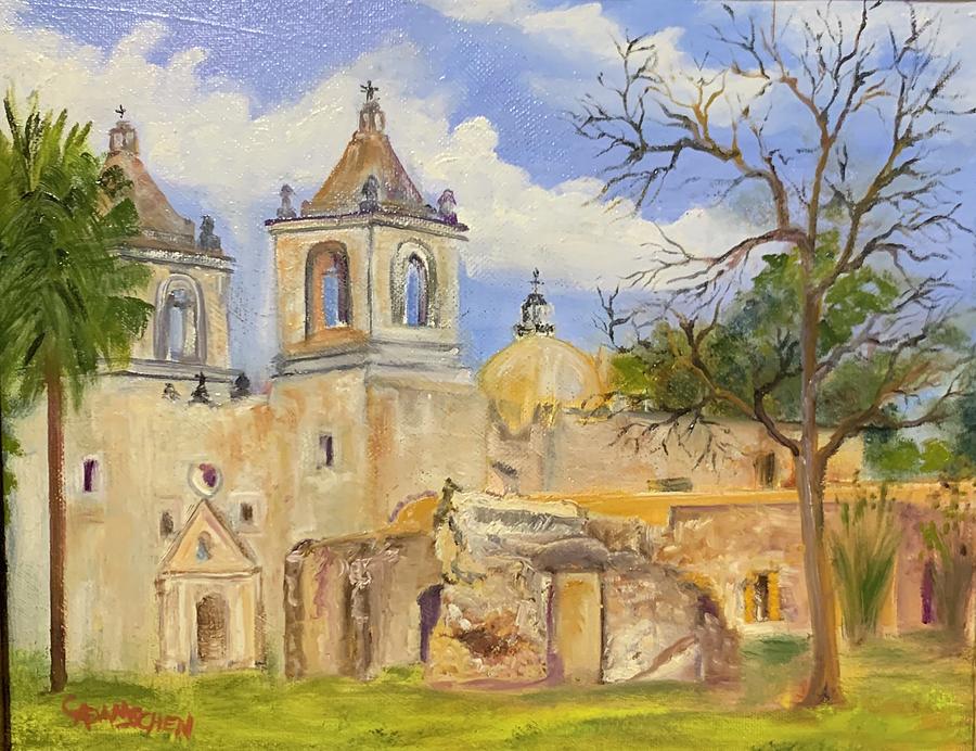 San Antonio Painting - Mission Concepcion Autumn by Cheryl Damschen